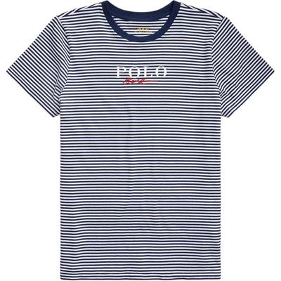 Polo SS25 Logo-Besticktes Gestreiftes Baumwoll-Rundhals-Kurzarm-Regular-T-Shirt Klassische Edition Damen Oberteile 211838119-001