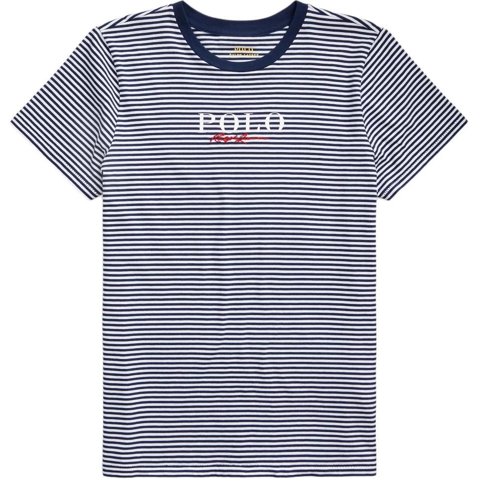 

Polo Ralph Lauren Весна-Лето 25 Хлопковая футболка в полоску с вышитым логотипом, круглым вырезом и короткими рукавами, классический крой, женские топы 211838119-001 XS