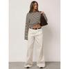 Womens Striped Knit Long Sleeve Loose T Shirt