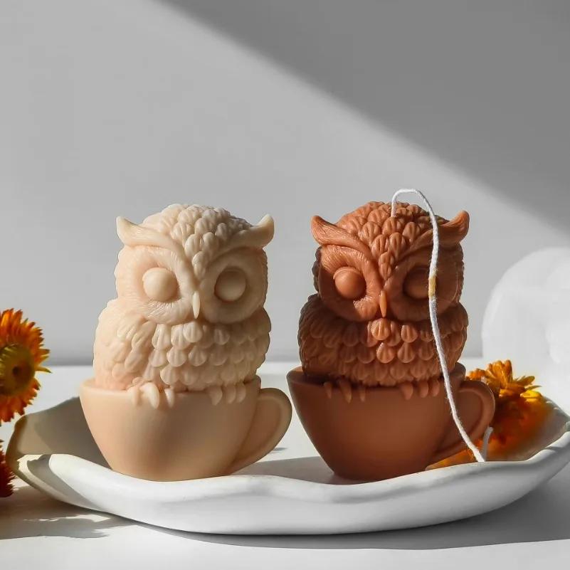 New Owl Candle Silicone Mold 3D Owl Crafts Resin Plaster Cement Casting Tool DIY Handmade Soap Candle Making Supplies