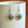 Hotan Jade Jasper S925 Silver Inlaid Earrings