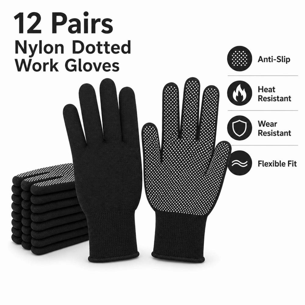 12pairs Anti Slip Protective Gloves Heat Resistant Outdoor Cycling Gloves Safety Work Gloves  Garden