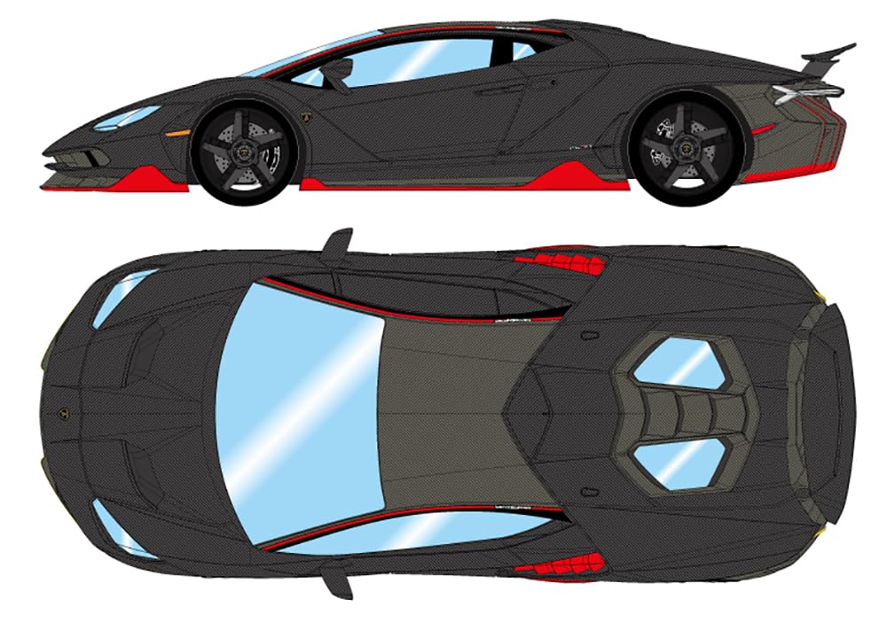 Makeup EIDOLON COLLECTION Scale Lamborghini Centenario 2016 Rear Wing with Carbon Stripes EM780G 1/43 LP770-4 Fiber/Red (Finished Model)