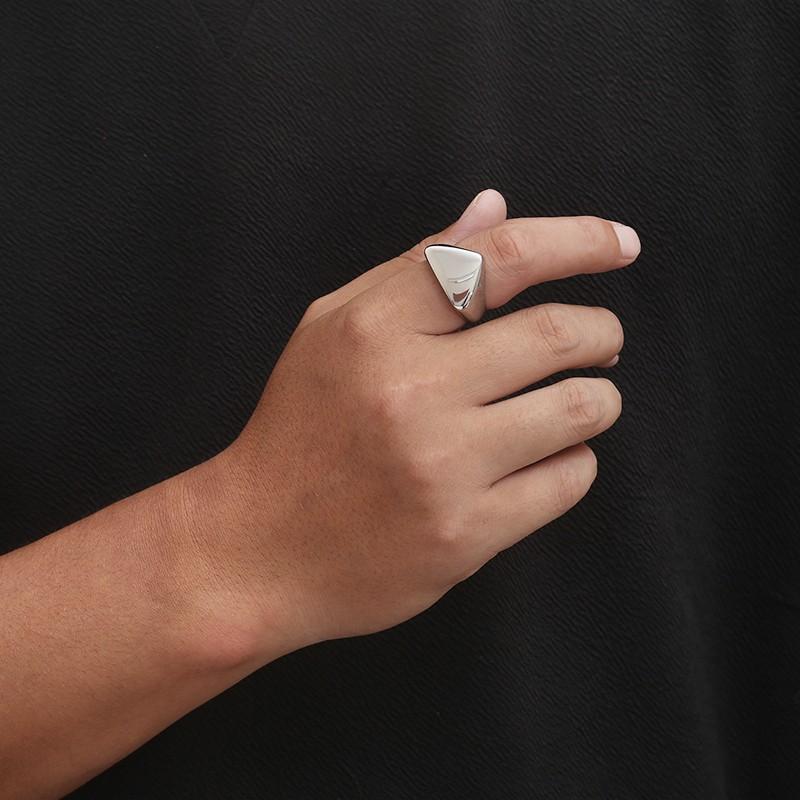 Stainless Steel Polished Thick Rings for Men Unisex Casual Triangular Pattern Female Anneaux Memorial Day Party Jewelry Gift