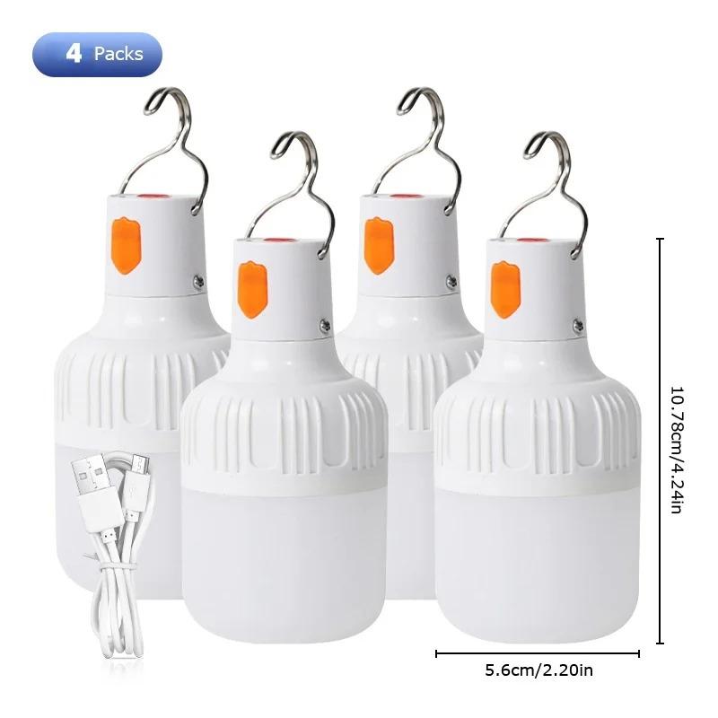 1-8pcs Rechargeable LED Indoor Outdoor Emergency Hookup Portable Lights with Battery Flashing Lights Barbecue Tent Camping Light