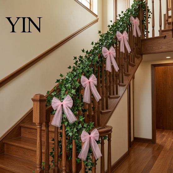 Elegant Ribbon Bows for Party Decor Tulle Bow Christmas Tree Decoration, Pre-tied Gauze Mesh Transparent Floral Arrangements Xmas Tree, Wreath,