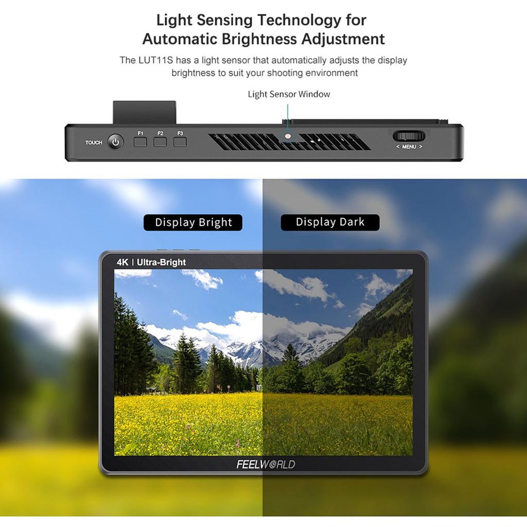 FEELWORLD LUT11H 10.1 Inch DSLR Camera Field Monitor Daylight Viewable Director Video Monitor 2000nits Ultra Bright HDR