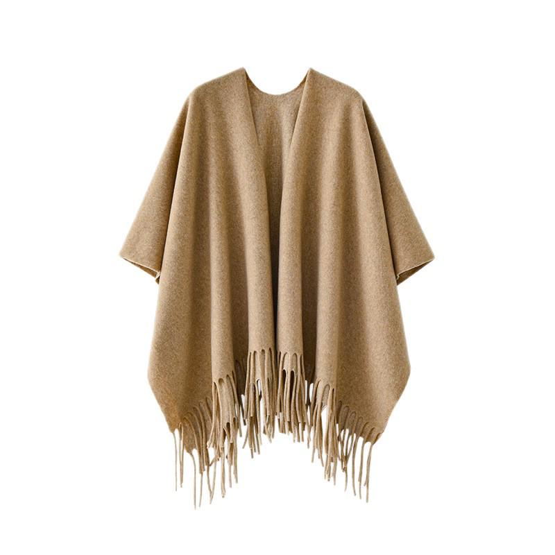 Autumn/Winter Wool Cape: Warm, Cold-Resistant, High-End Slit Shawl Cloak