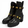 Excellent Short Boots Black Leather Women 37.5 WW2S0CJ2 Used