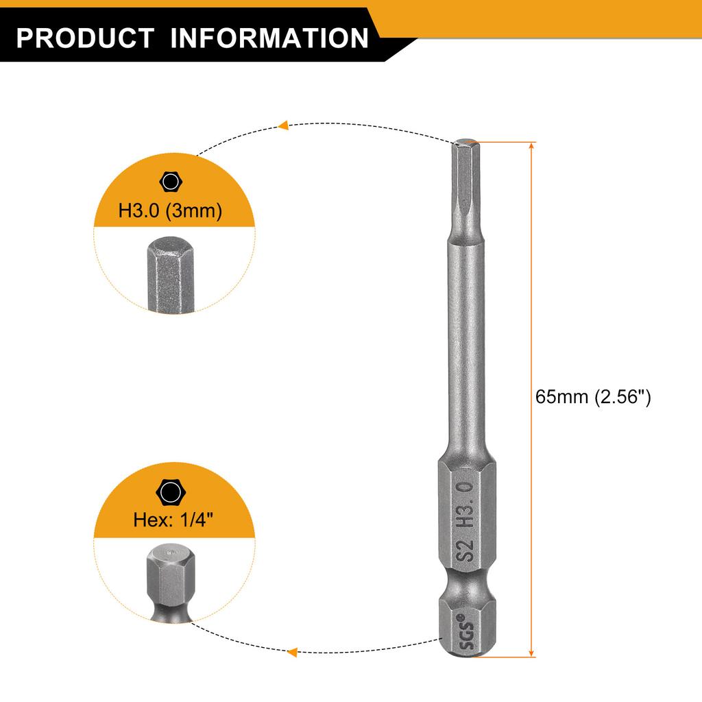 Hex Head Drill Bit Wrench 1.5/2/2.5/3/4/5/6/8/10/12mm Metric 1/4" Hex Shank Magnetic Hexagonal Screw Driver Socket Power Bits