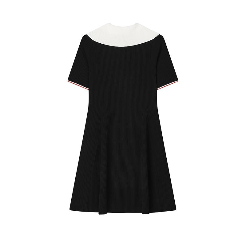 FILA DNA French Chic Short Sleeve Dress Women dresses Black F11W431305FBK