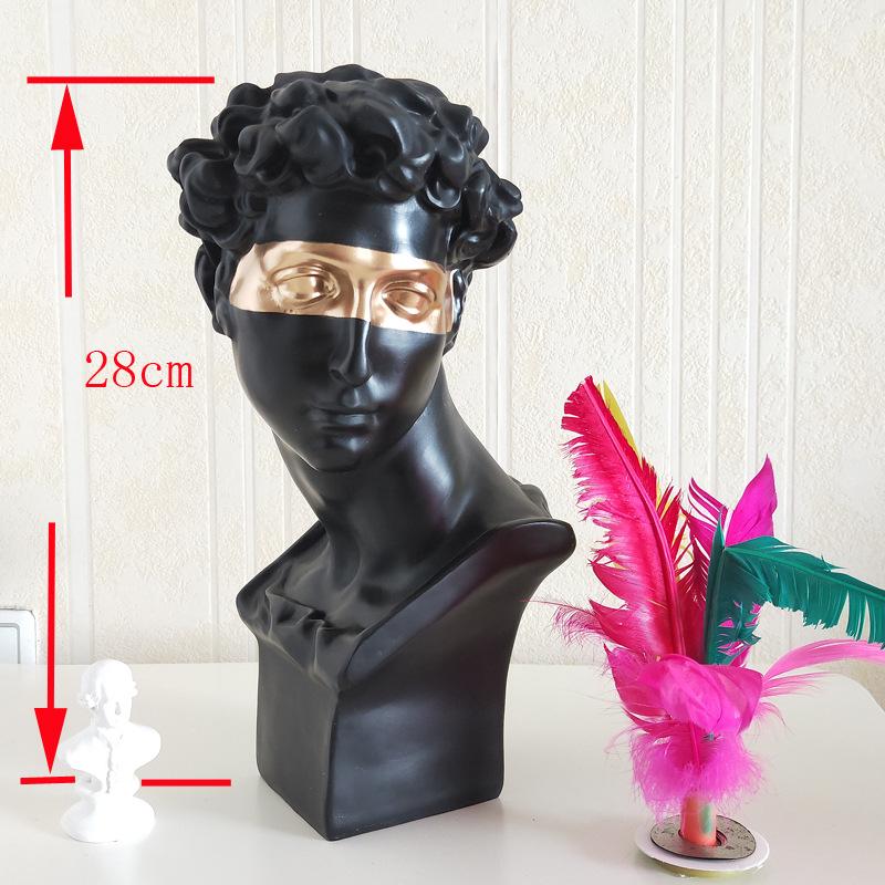 28cm Blindfolded David Resin Art Head, Plaster-Style European Desktop Sculpture Ornament