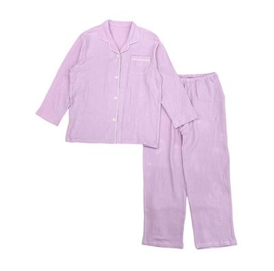 Takihyo Double Long Ouvert avec Poches Pantalon Pyjama Femme, 100% Coton, Gaze, Aspect Froissé, Manches, Devant, Vêtement d'Intérieur,