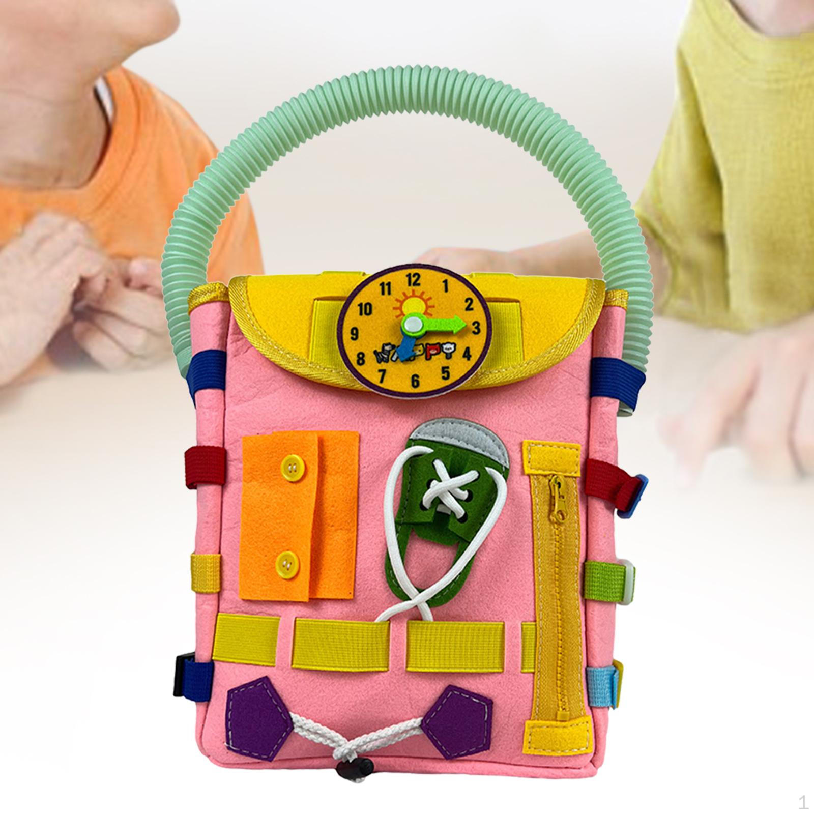 Busy Board Toddlers Backpack for Boys, Children s Learning Toy, Fine Motor And Math Skills Pink