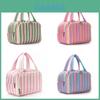 Polyester Striped Makeup Bag With Design For Daily Use And Travel Storage