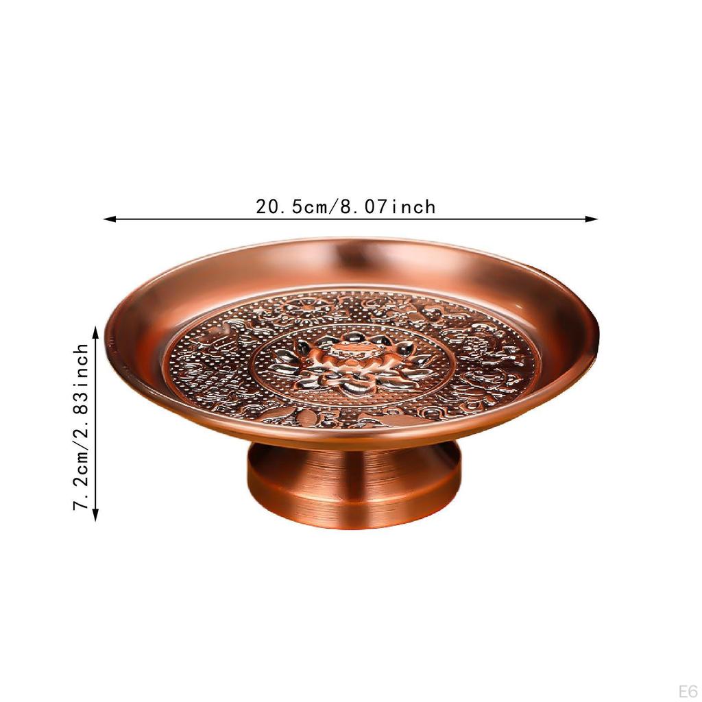 Buddhist Fruit Bowl Decorative Lotus Design Stable Base Footed Temple Tray for