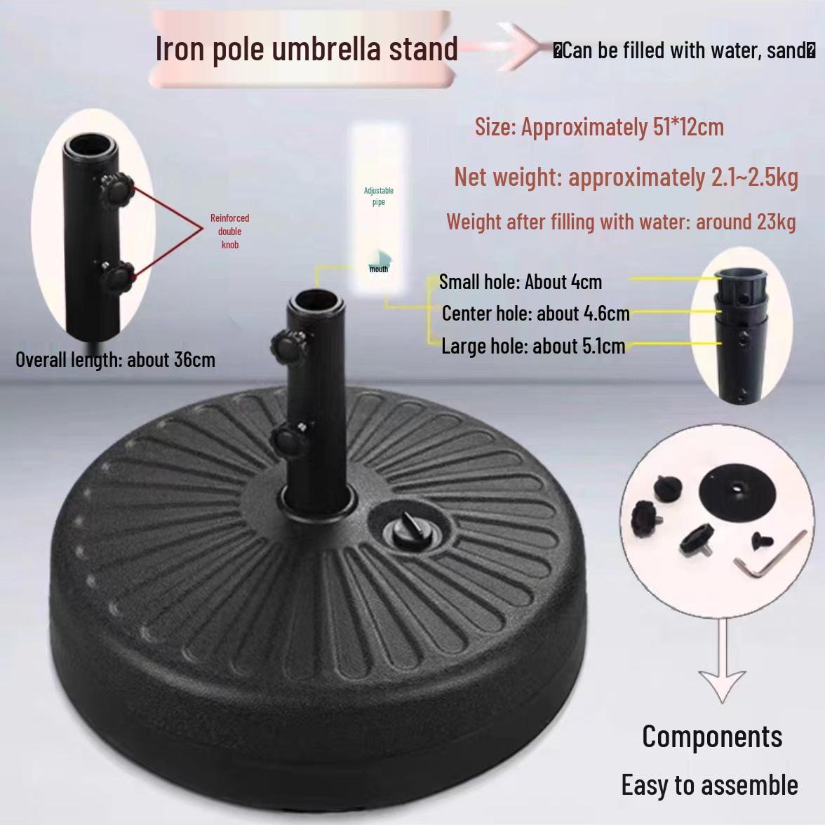 Dezhu Large Courtyard Sun Umbrella with Water-Filled Base