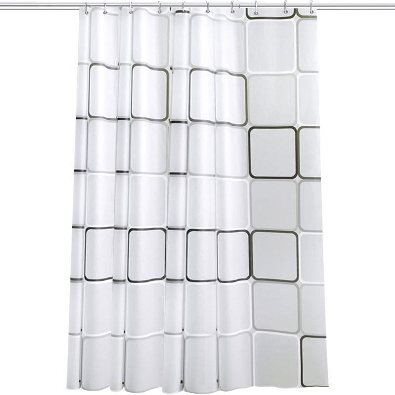 Perdeau de duș PEVA, pătrată mare, geometrică, imprimată 3D, îngroșată, rezistentă la apă, rezistentă la mucegai, baie despărțitoare pentru baie, perdea universală