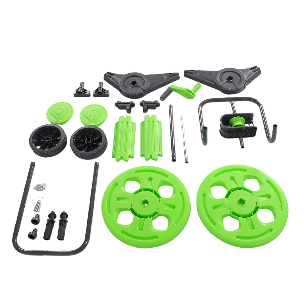 Gartenschlauch-Aufrollerwagen, Eisen- und Kunststoffkonstruktion mit Schlauch und Gerät sowie 2 Rädern für Autowäsche zu Hause, Gartenarbeit, Rasenbewässerung