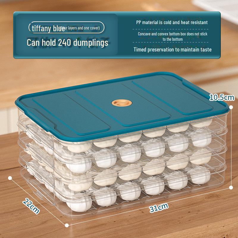 Multilayer Food-Grade Freezer Storage Box for Dumplings, Wontons, Eggs & More