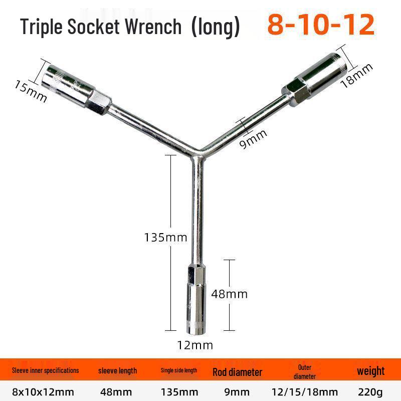 Multifunctional Y-Type Extended Socket Wrench Set