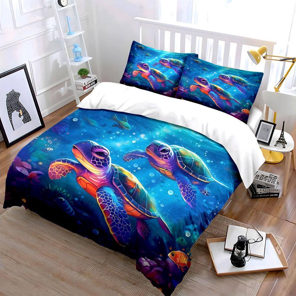 Sea Turtle Ocean Bedding Set Bedding Duvet Cover Set Duvet Cover Pillowcases (1 * Duvet Cover 2 * Pillowcases, Without Duvet Insert)