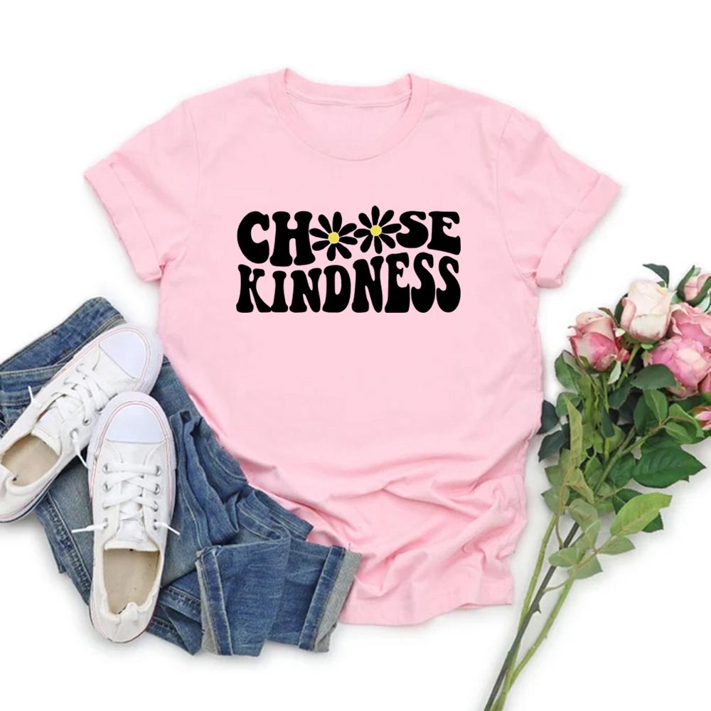 Teacher T-Shirt Choose Kindness Shirt Gift for Teacher Daisy Shirt Back To School Tee Women's Short Sleeve T-shirts Be Kind Tops