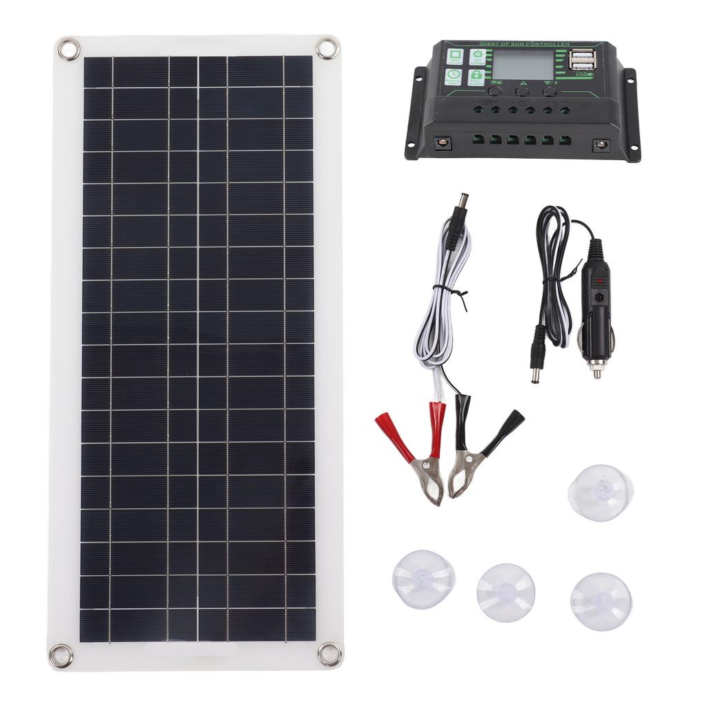 30W Solar Panel 30A Charger Voltage Controller Kit Polycrystalline Silicon for 12V Car RV Boat Marine Trailer