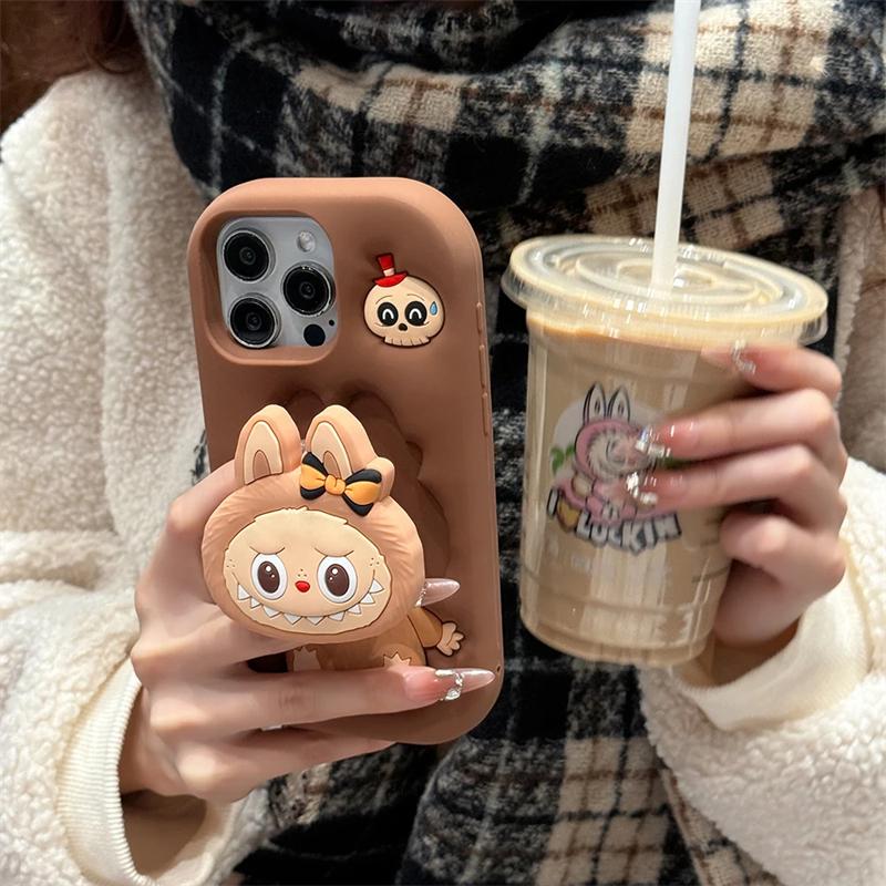 Kawaii 3D Monster Hülle für iPhone 16 15 14 13 12 11 Pro Max 16 15 14 Plus Mit Ständerhalter Weiche Silikonhülle