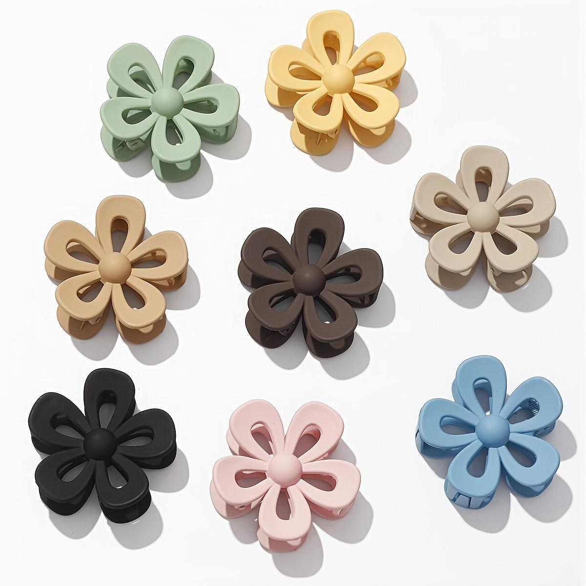 

high quality8pcs of Flower Claw Clips, Thick Hair Clips, Matte Non-Slip Hairpins, Strong Hold for Women And Girls, Large Cute Clips Suitable for Thin 8 Packs Powder+yellow+gre
