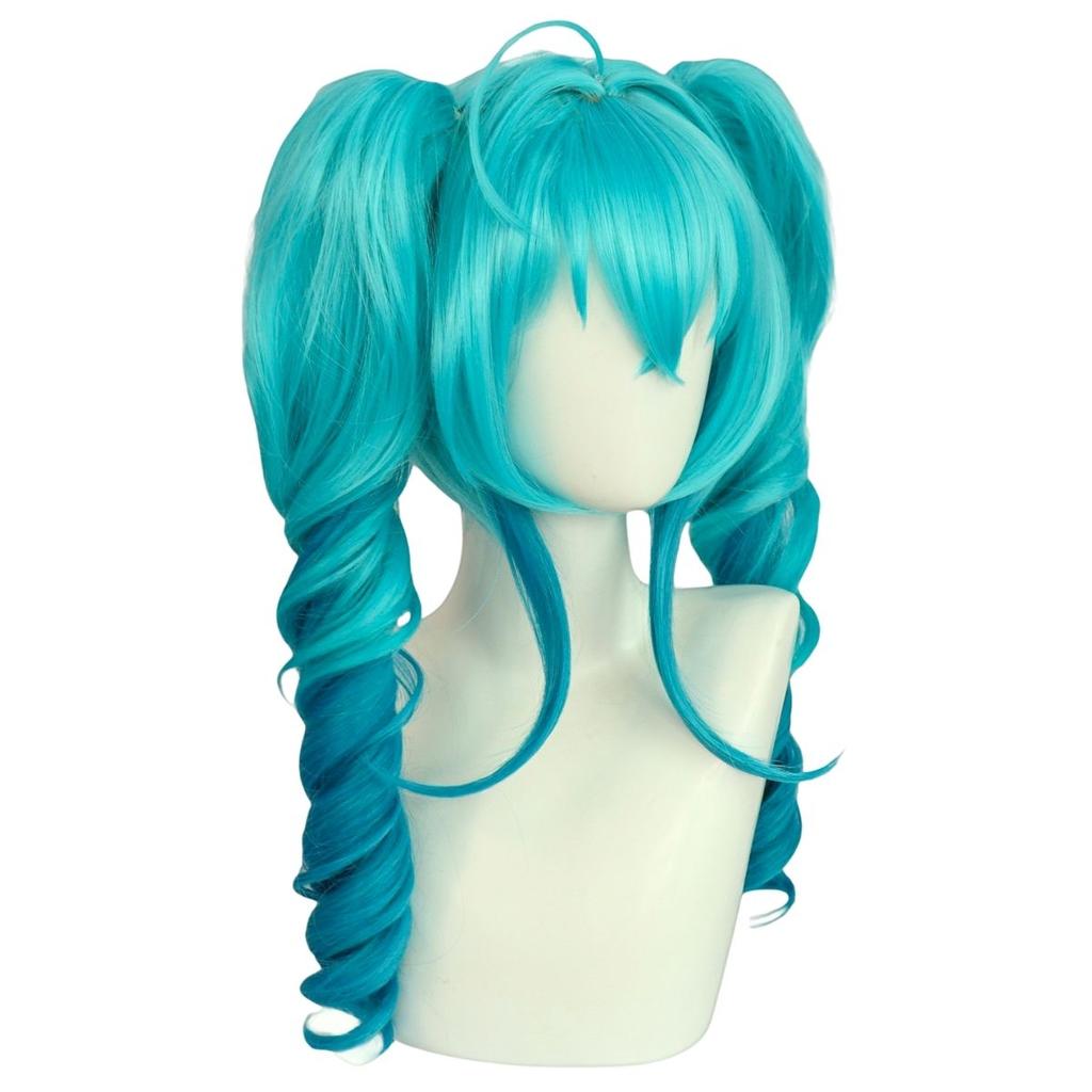 Blue Gradient Double Ponytail High Quality Synthetic Wig Virtual Singer Spiral Ponytail Wig Reality Show Wig