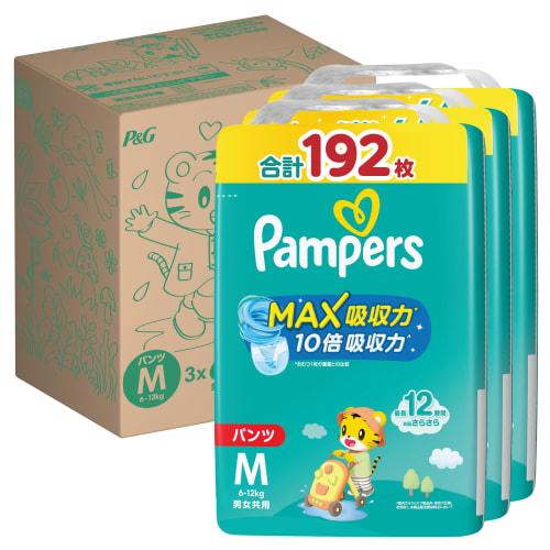 

[Pants M size] Pampers Diaper Smooth Care MAX Absorption (6~12kg) 192 sheets (64 sheets x 3 packs) Case item