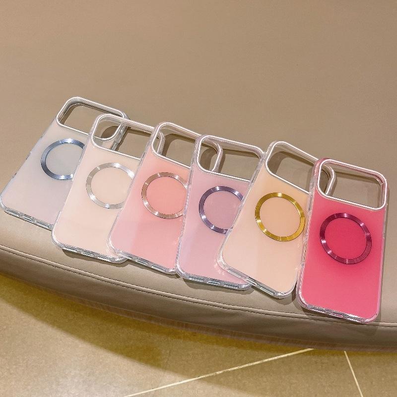 17 Applicable to Apple 16pm round edge colorful oil drip ring magnetic suction 15 mobile phone case iPhone14 anti-drop 13 protective case