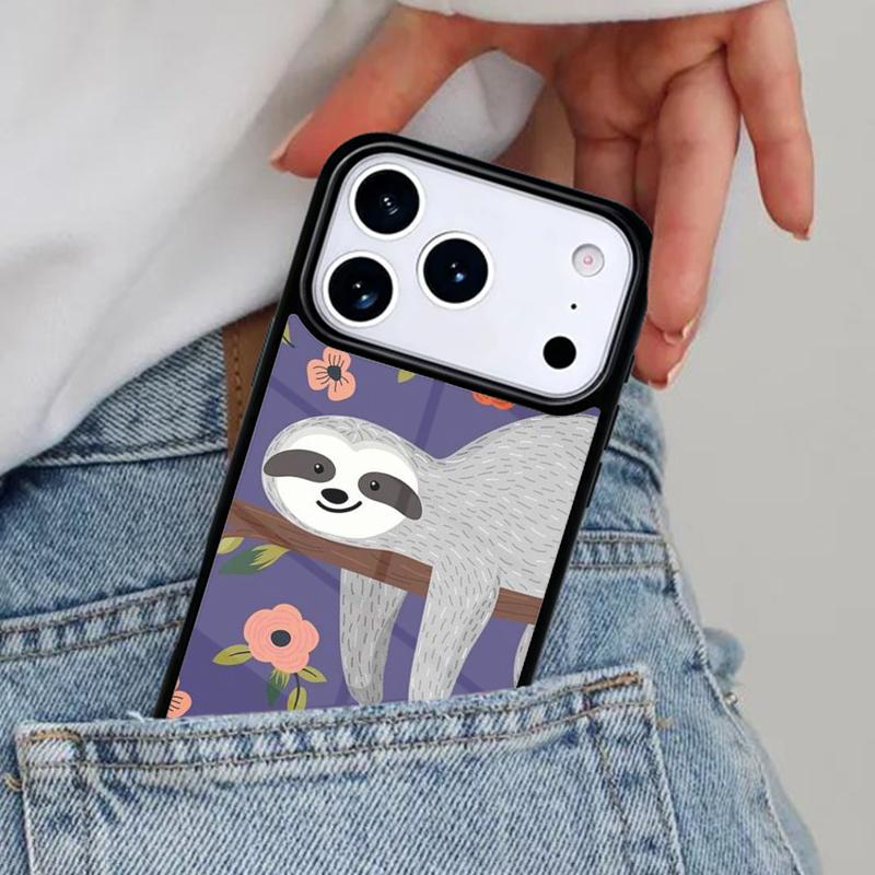 Kawaii Niedlicher Faultier Hänge Handyhülle für iPhone 16e 15 14 13 12 17 Pro Max Plus Air 17pro Hülle Coque