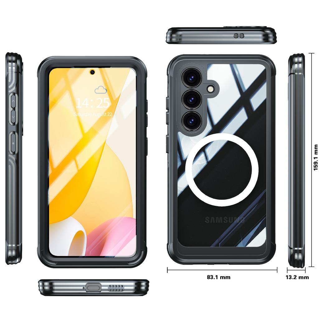 For Samsung Galaxy S25 Magnetic Case PC+TPU Phone Cover with Tempered Glass Screen Film