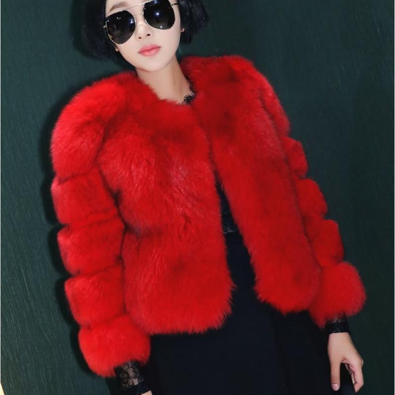 New Fashionable Winter Korean Edition Faux Fox Fur Grass Slim Fit Small Coat Faux Fur