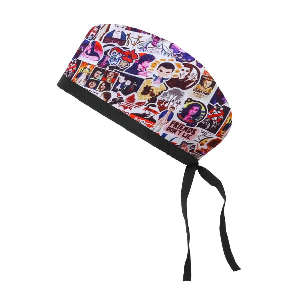 Adjustable Cotton Surgical Cap with Cartoon Print for Women and Men