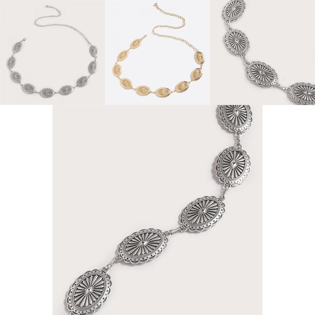 Western Style Hollow Metal Waist Chain With Carved Details For Womens Fashion Accessory