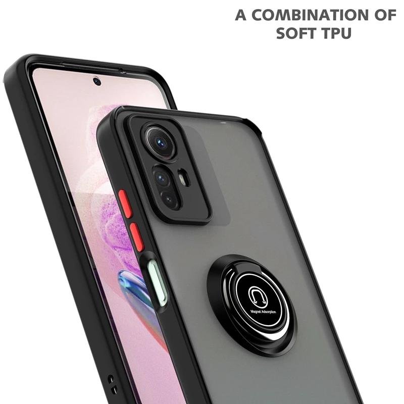 Armor Matte Case für Xiaomi Redmi Note 12 Pro 5G 12S 11 Pro 11S 10 10S Cover Ring Magnethalter Ständer Business Rundumschutz