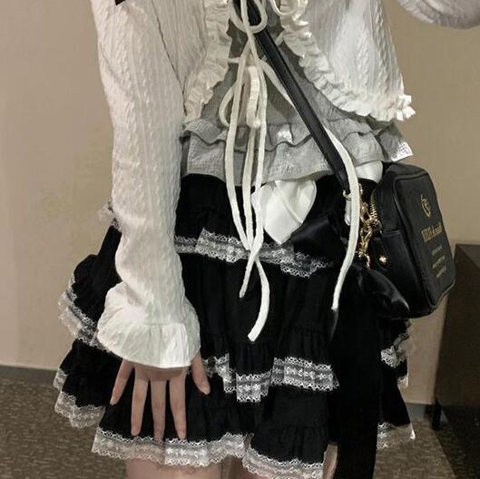 Lolita Bustier Cake Dress Dark Girly Lace Layered Lace Skirt
