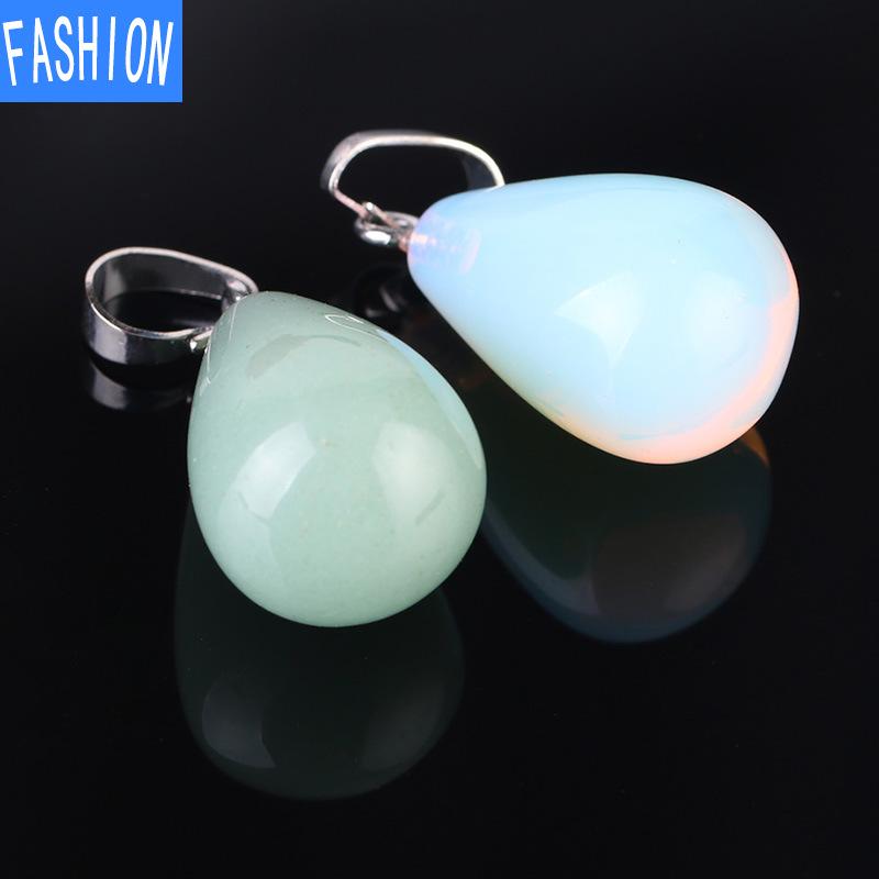 Natural Crystal Women's Pendant Teardrop Half GEM PENDANT Tiger Eye Agate Lapis Lazuli Pear Necklace Pendant