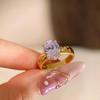 Classic Design Trendy Simple Style Purple Zircon Ring Light Luxury Exquisite Rings for Women Party Wedding Fine