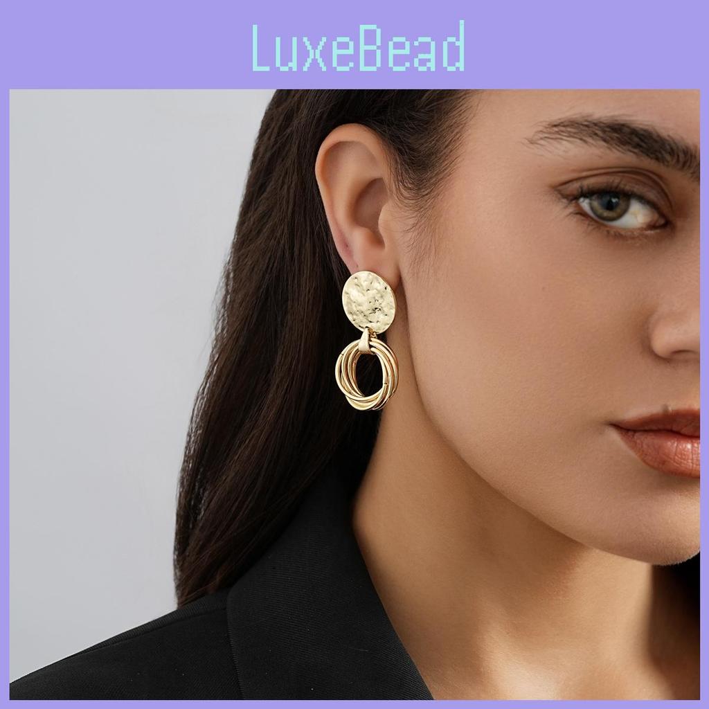 Elegant Geometric Alloy Earrings With Irregular Shapes Trendy Gold Circle Design