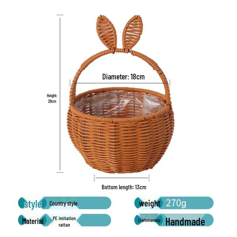 Multifunctional Woven Rattan Style Flower & Picnic Basket