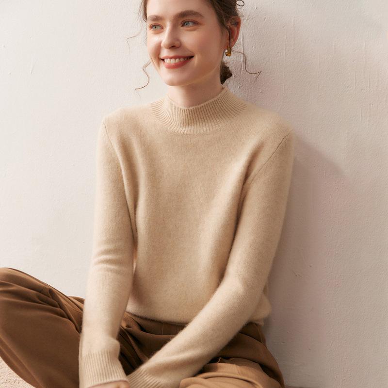 Women's Autumn Winter Cashmere Blend Soft Knit Turtleneck Sweater