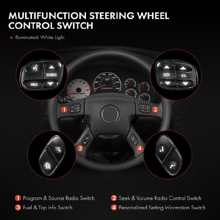 Steering Wheel Radio Control Switches Car ABS Button Panel 21997739 Replacement