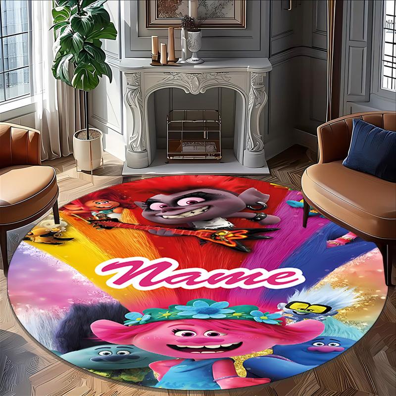 Customizable T-Trolls3 Round Non-Slip Carpet - Ideal for Garden, Picnic, Office, Perfect for Decoration, Suitable For All Seasons