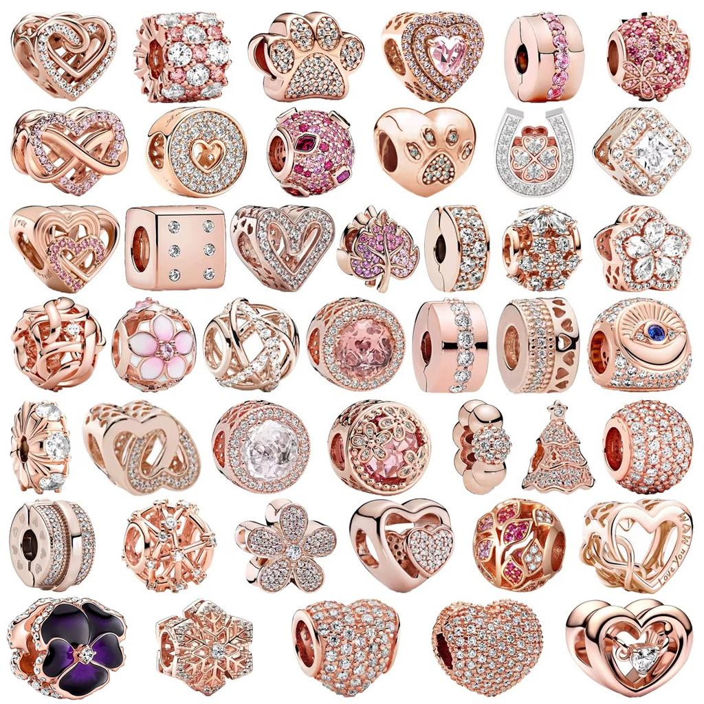 Miniso Sparking Rose Gold Plated Charm Bead Charms Dangle Authentic Compatible With copper Bracelets Necklaces Bead Ideal For Diy Jewellery Women Gift