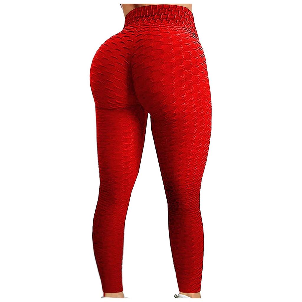 Europäische Schnelltrocknende Karierte Fitness-Yogahose, Po-Hebendes Blasen-Design, Damen Mehrfarbige Lange Freizeithose