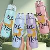 1PC Noel Letter Reindeer 750ml Color Plastic Sports Water Bottle Leakproof Flip Straw Lid Suitable for Sports Office Home Use